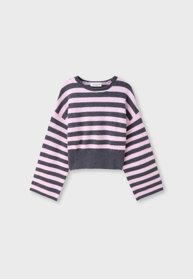 Soft knit sash-detail jumper — Pastel pink 6