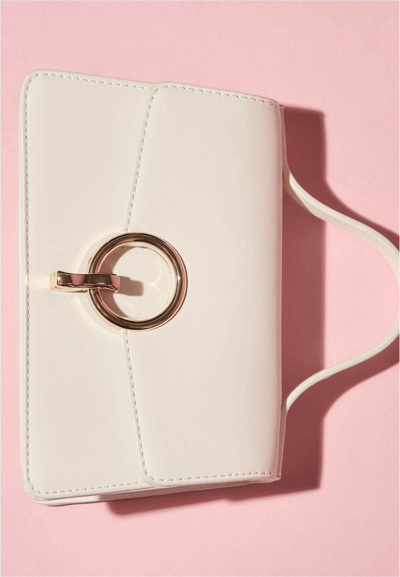Round-clasp shoulder bag — White