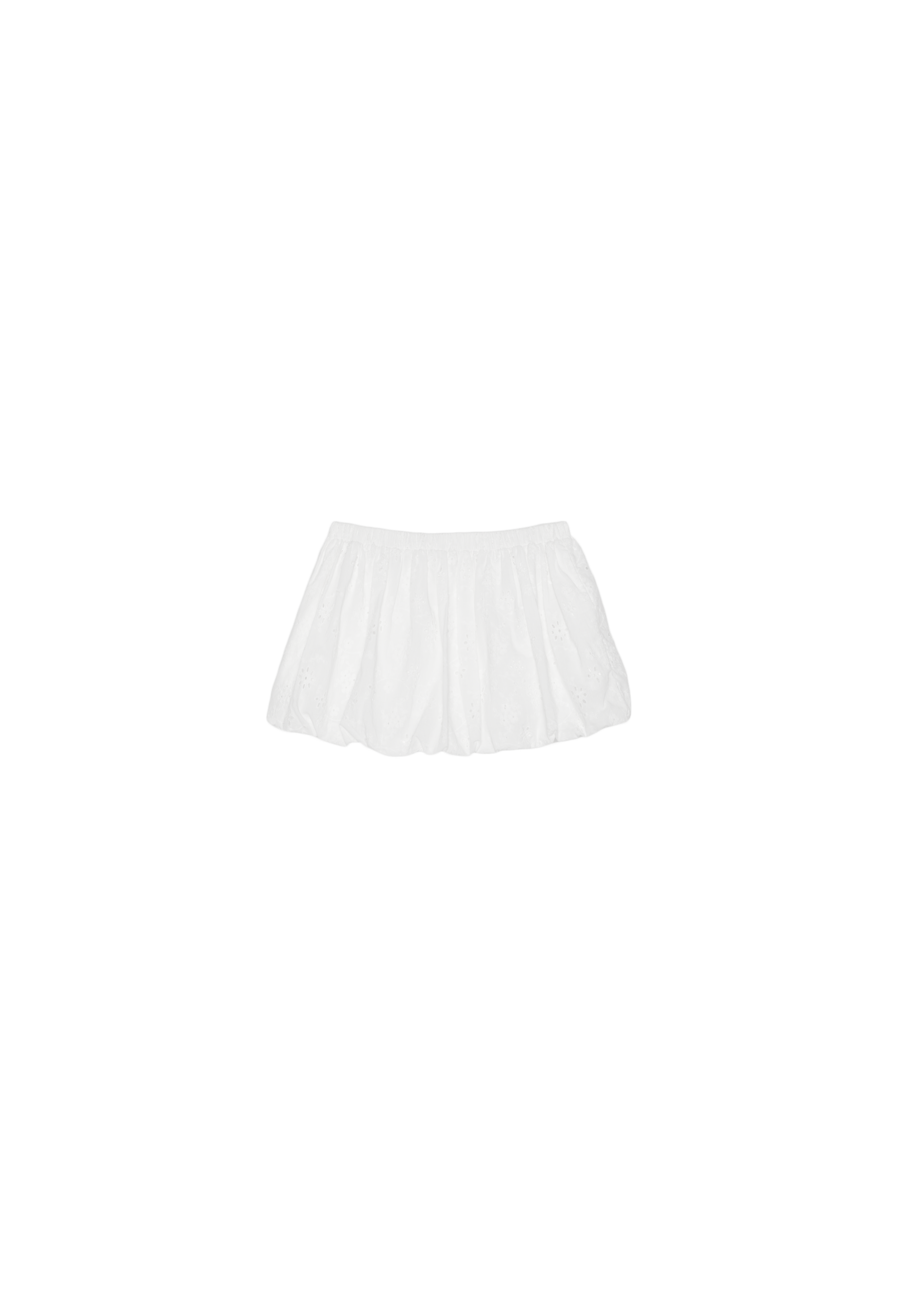 Swiss embroidery balloon skirt — White
