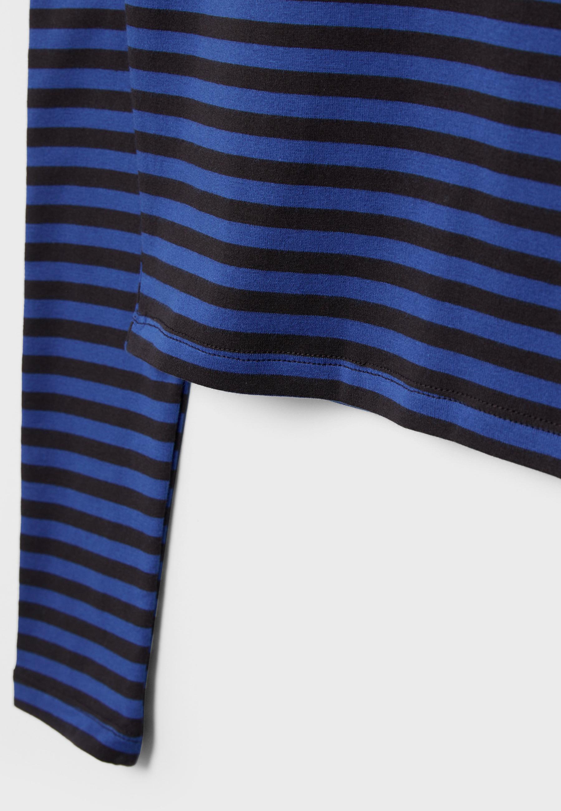 Basic long sleeve striped cotton t-shirt — Electric blue