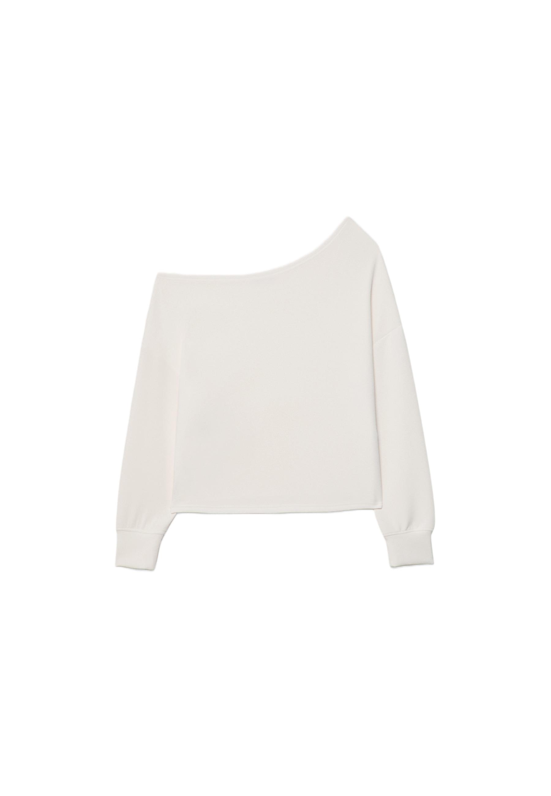 Soft-touch off-the-shoulder sweatshirt — Stone