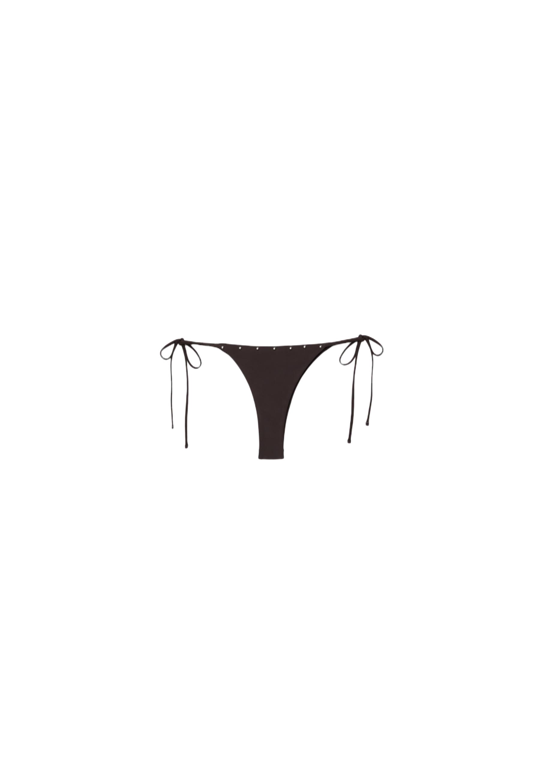 Studded tie-side bikini bottoms — Brown