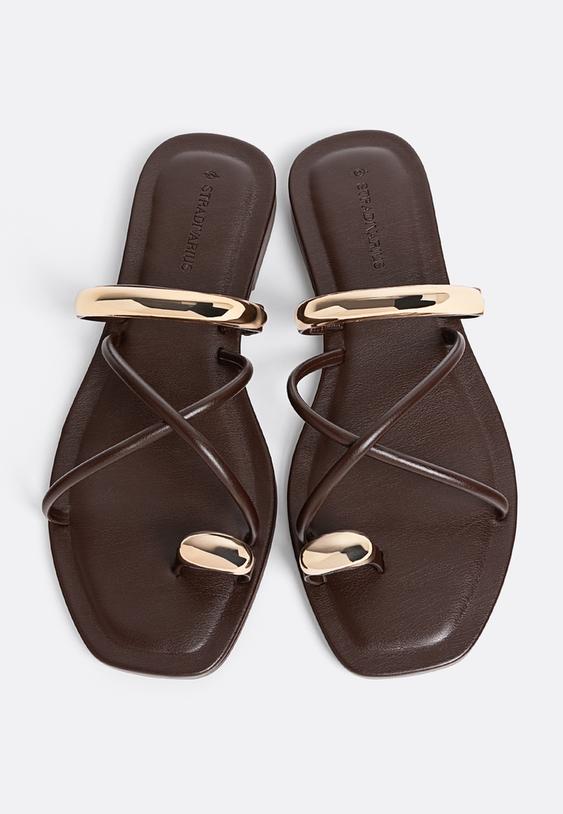 flat sandals with metal detail