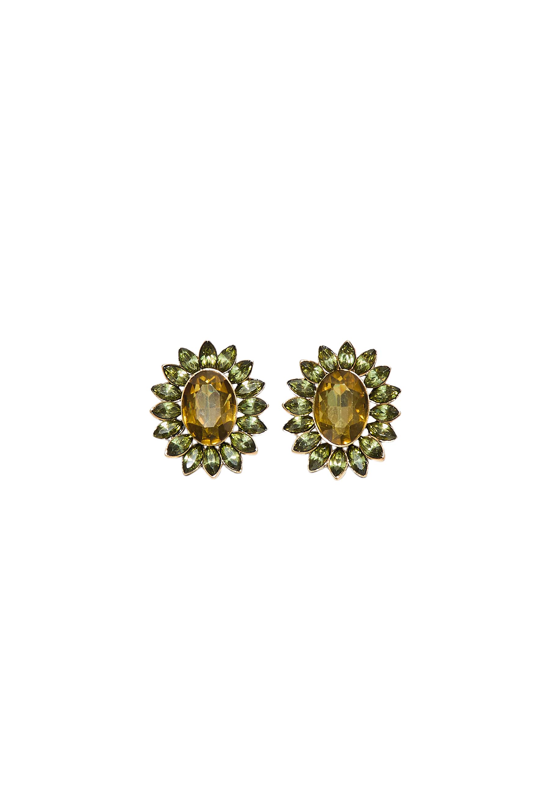 Jewelled stud earrings — Khaki