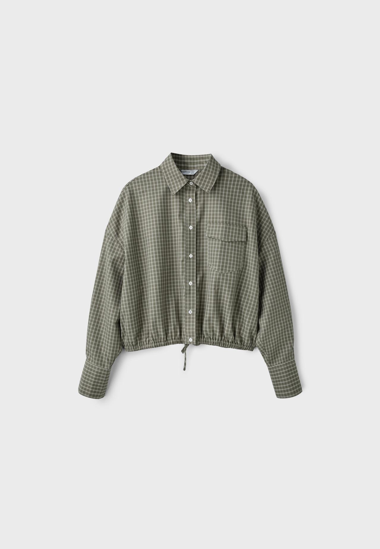 Checked balloon shirt — Khaki