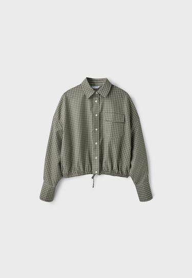 Checked balloon shirt — Khaki 7