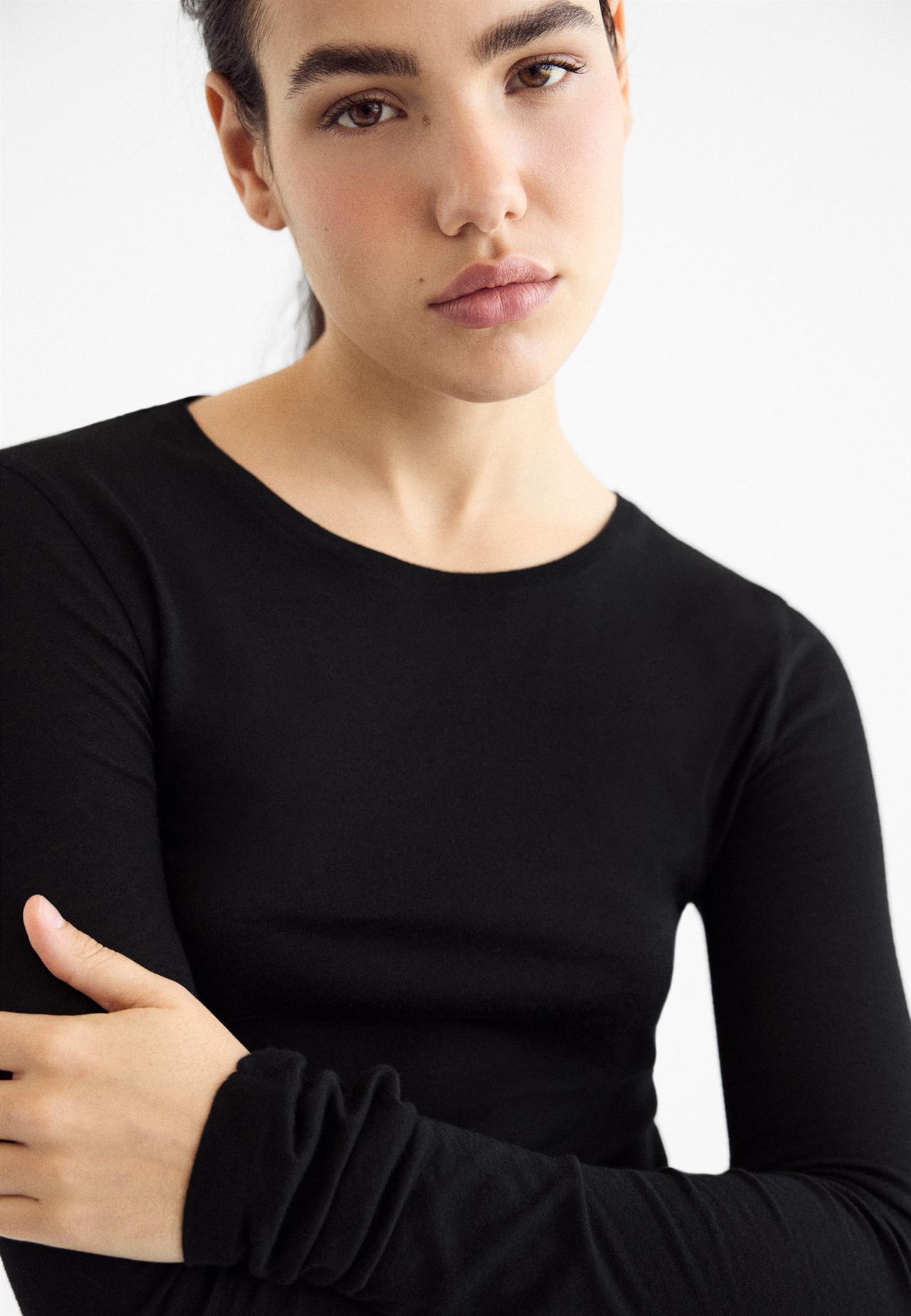 Supima® cotton long sleeve T-shirt — Black