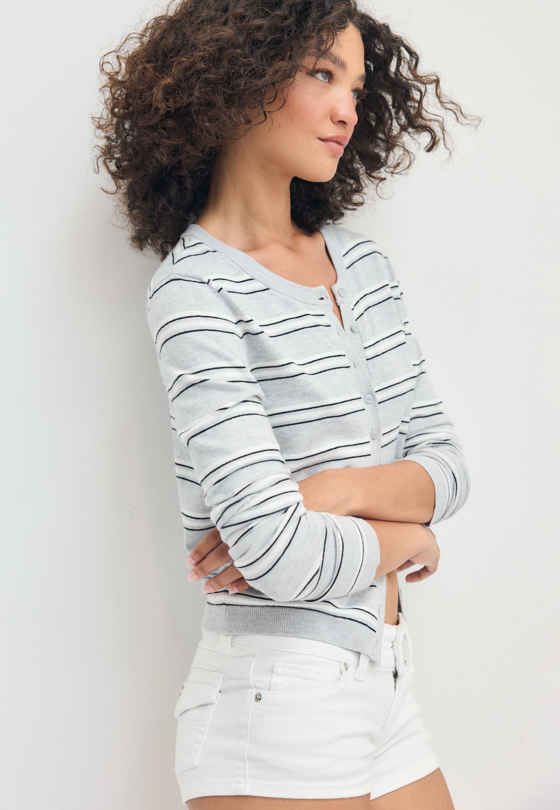 Knit cardigan — Grey melange