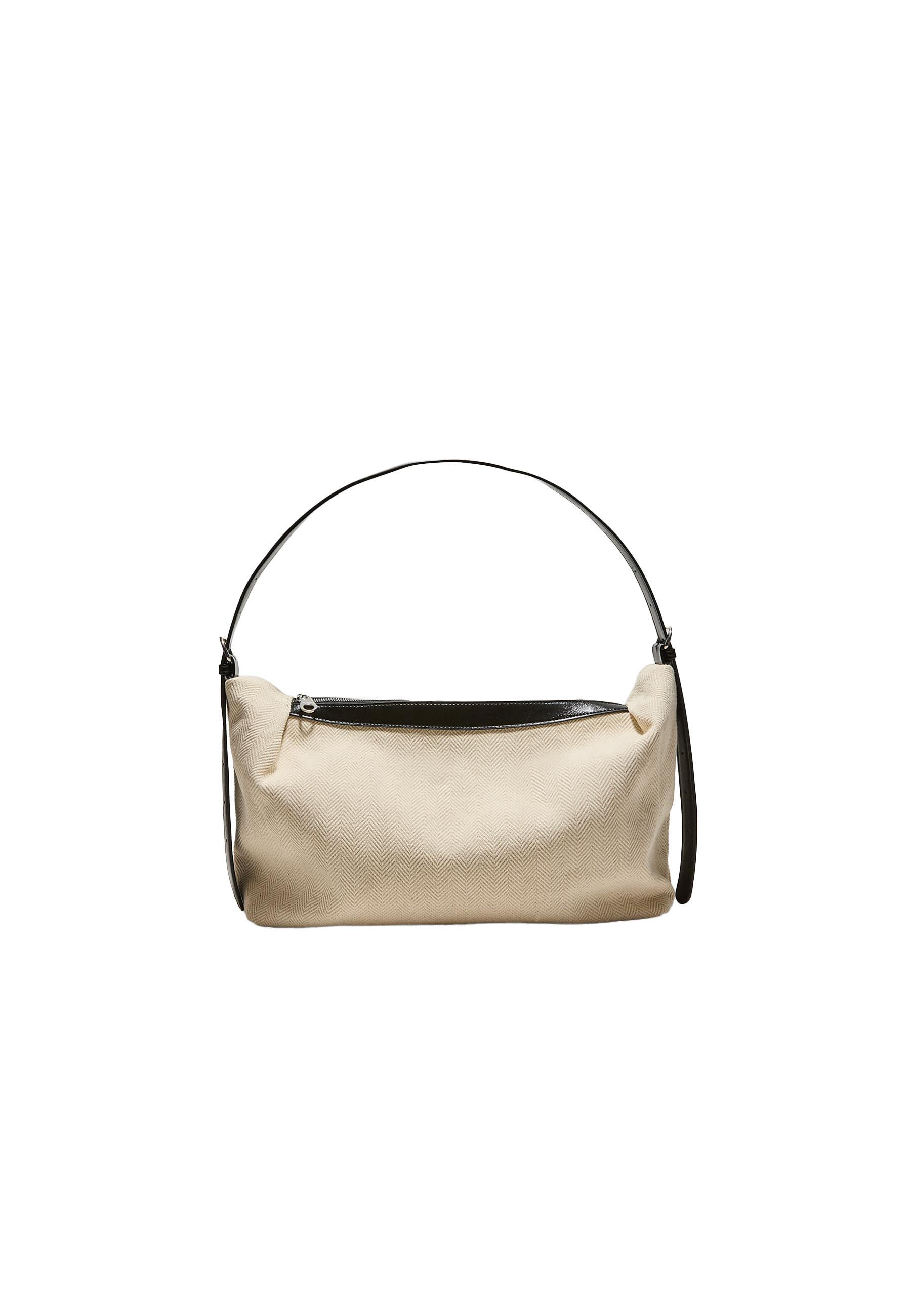 Contrast canvas shoulder bag — Ecru
