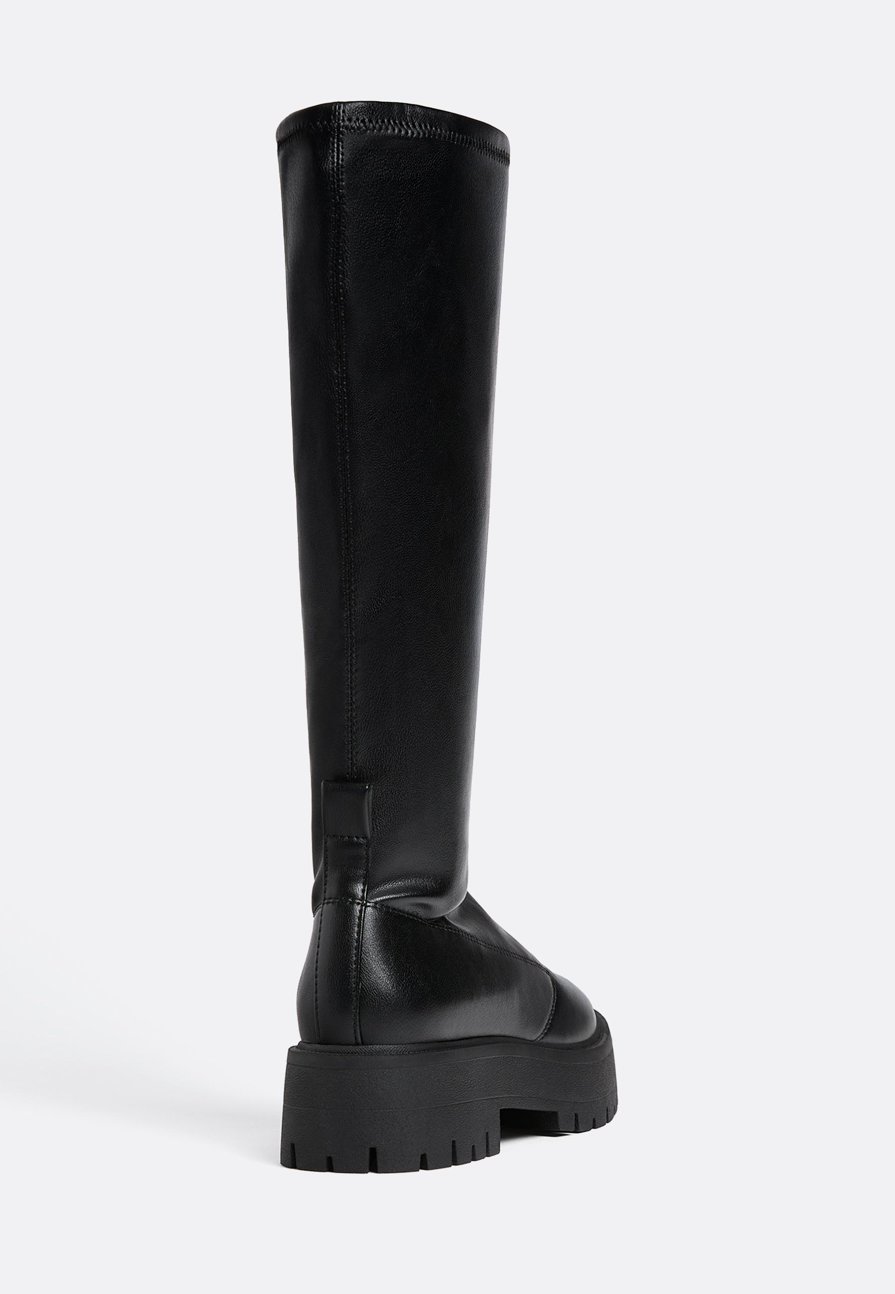 Flat knee-high boots — BLACK 