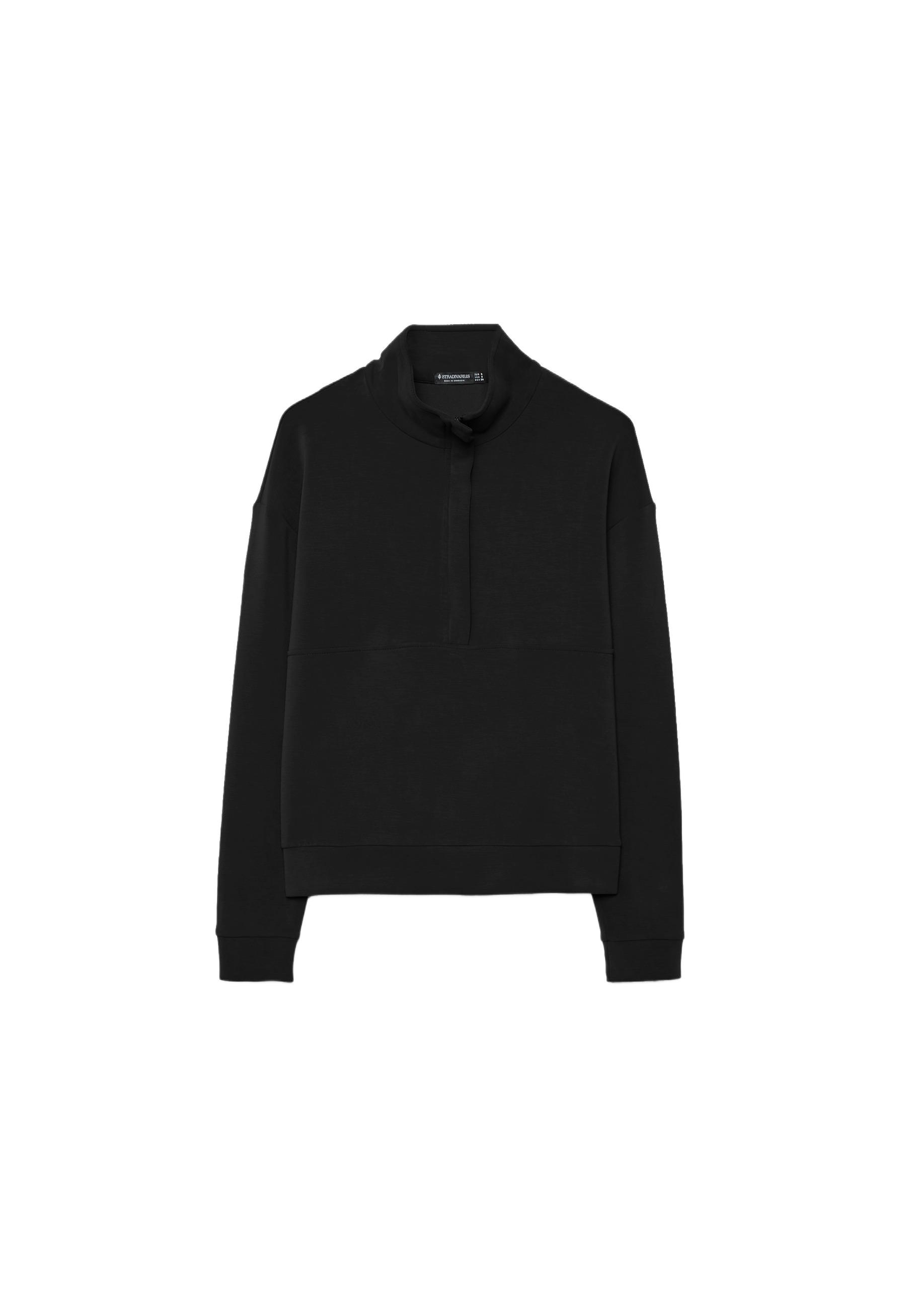 Soft-touch zip-up sweatshirt — Black