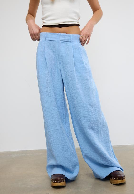 ayarlanabilir dugmeli keten karısımlı bol paca pantolon