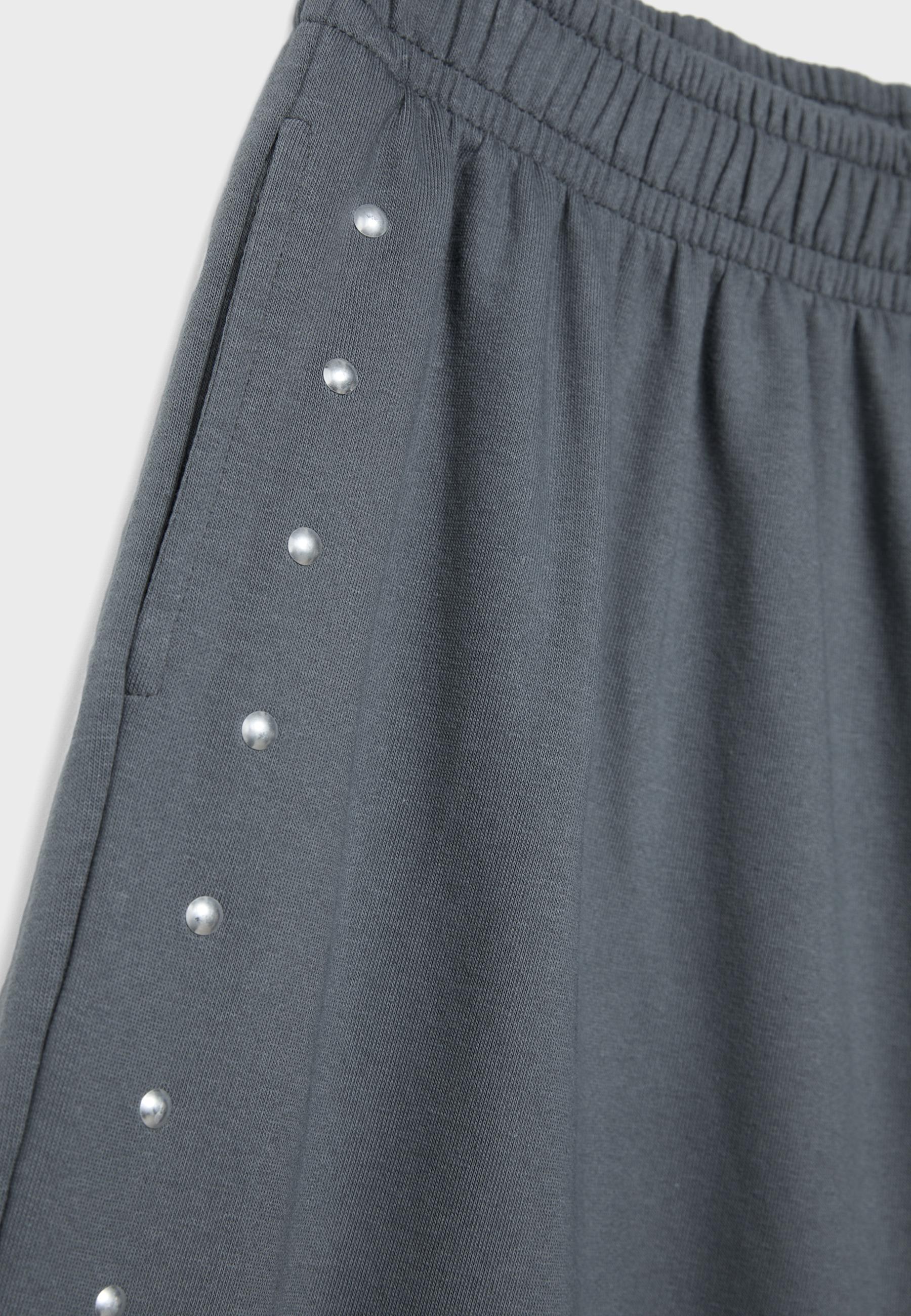 Studded plush trousers — Dark grey