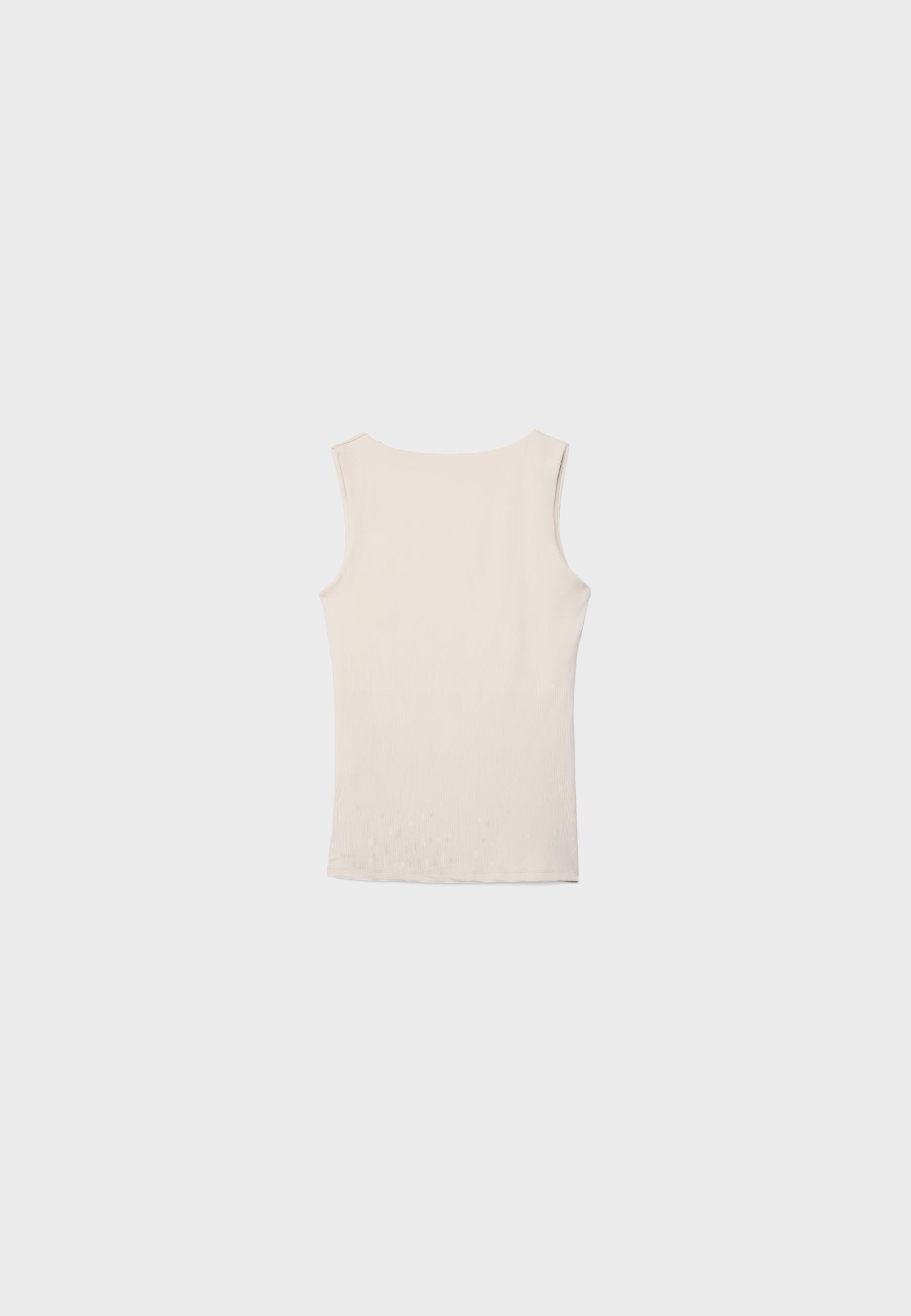 Polyamide wide-strap T-shirt — Stone