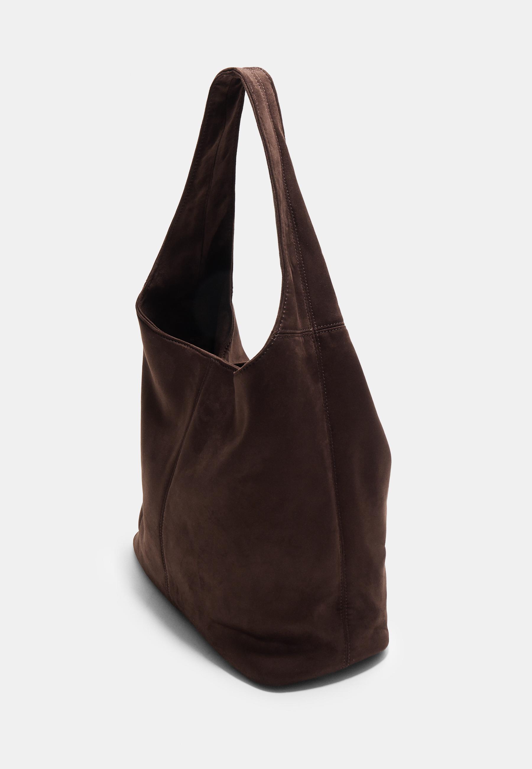Faux suede shoulder bag — Brown
