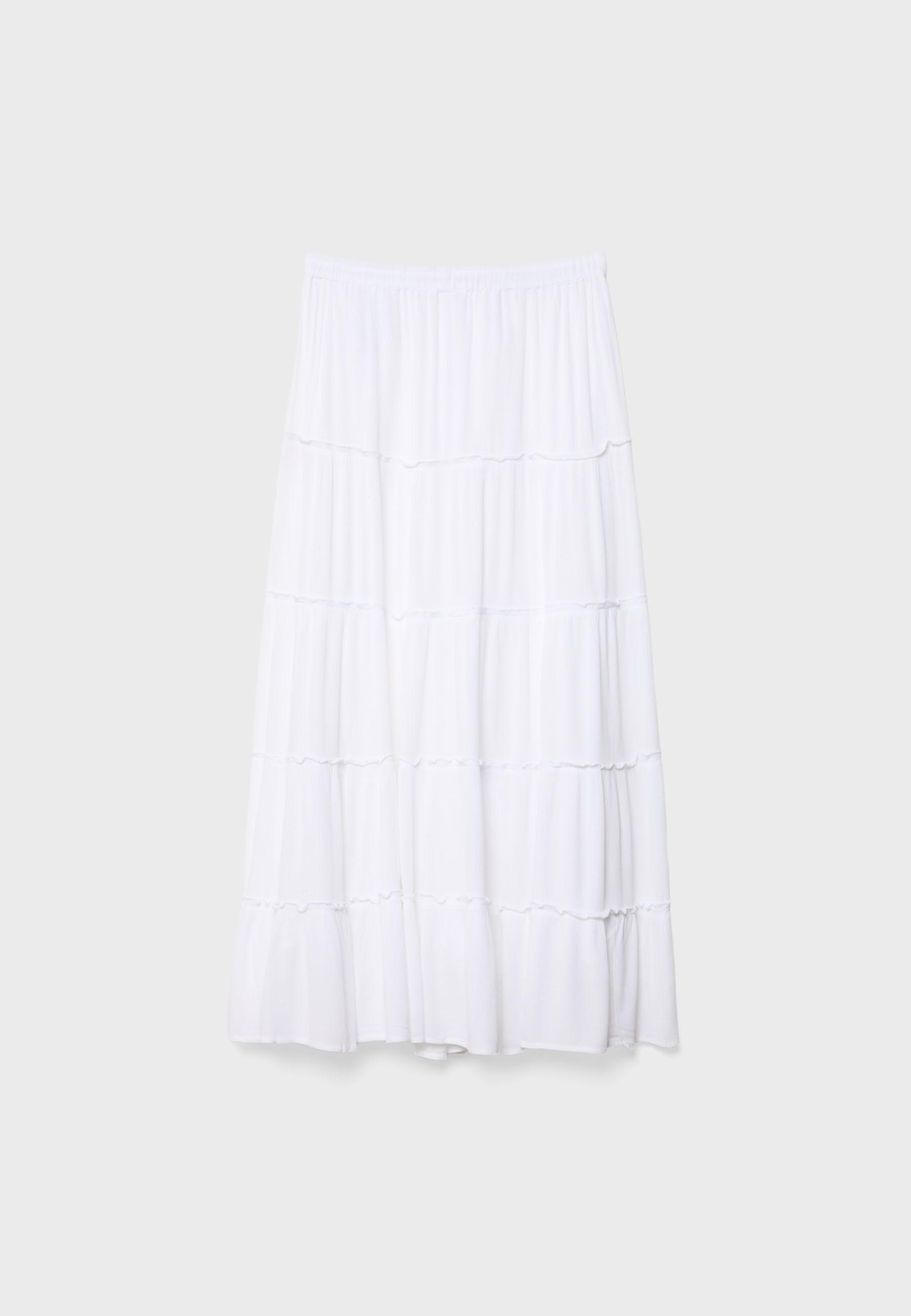 Flowing panelled midi skirt — White