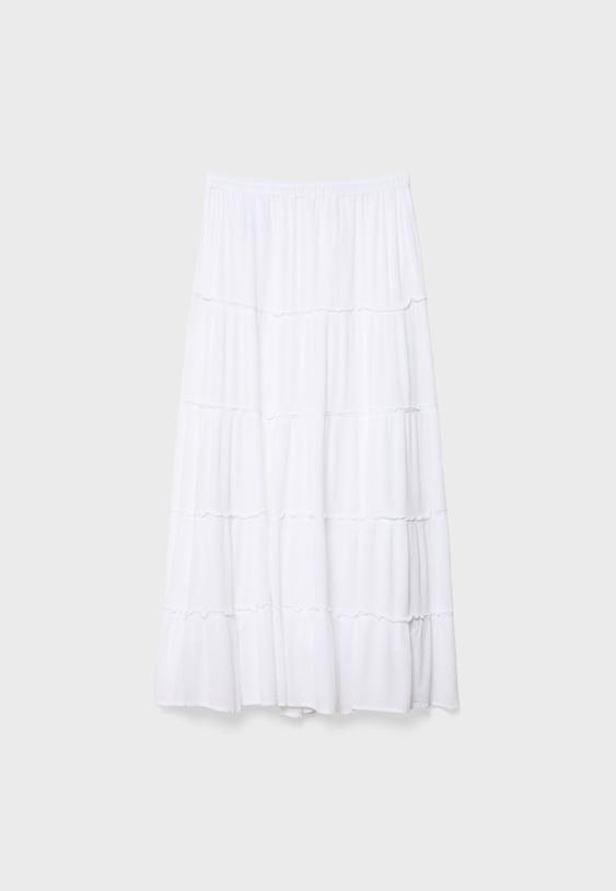 Akıcı katlı midi etek - Görsel 8