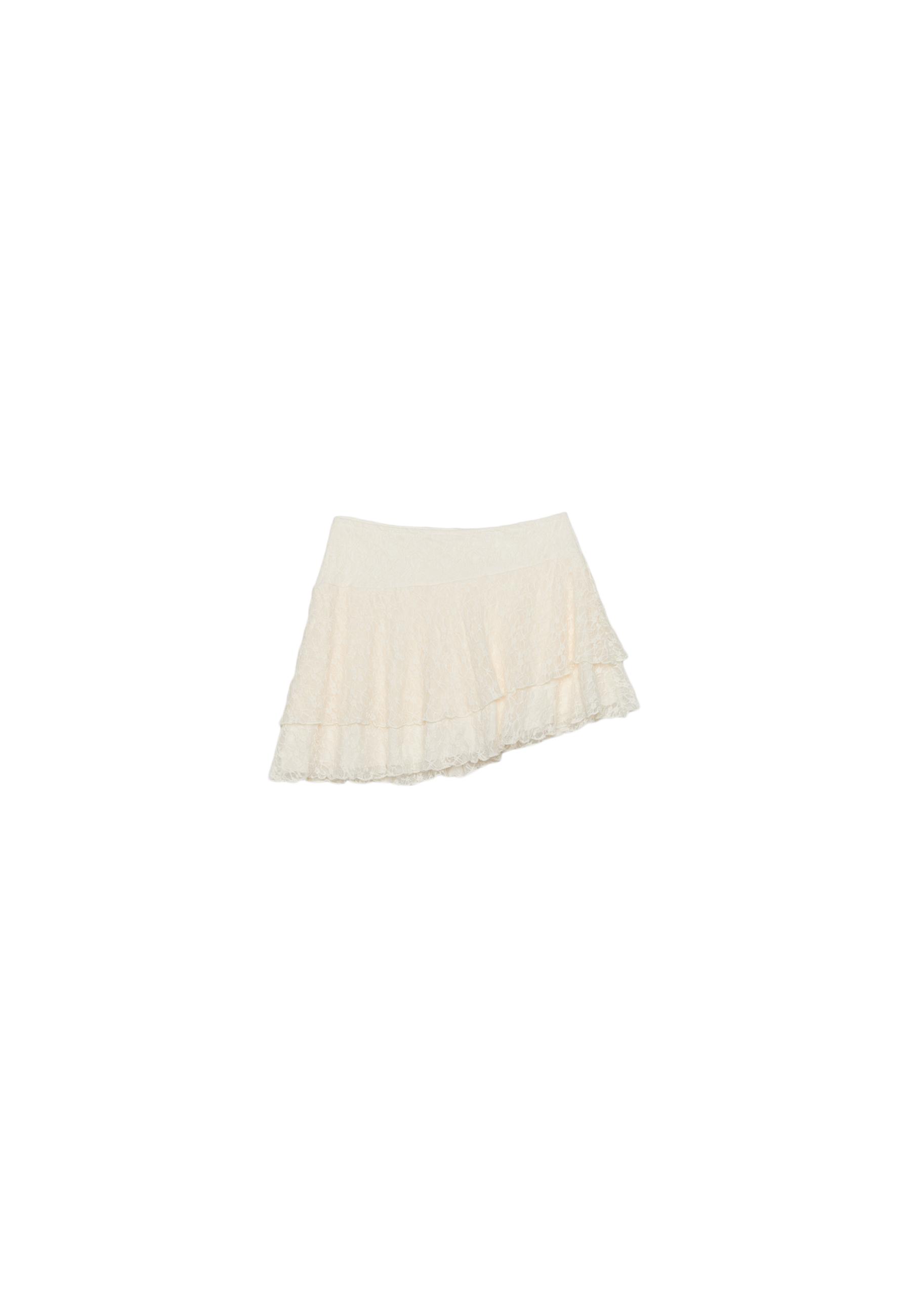 Lace mini skort — Vanilla