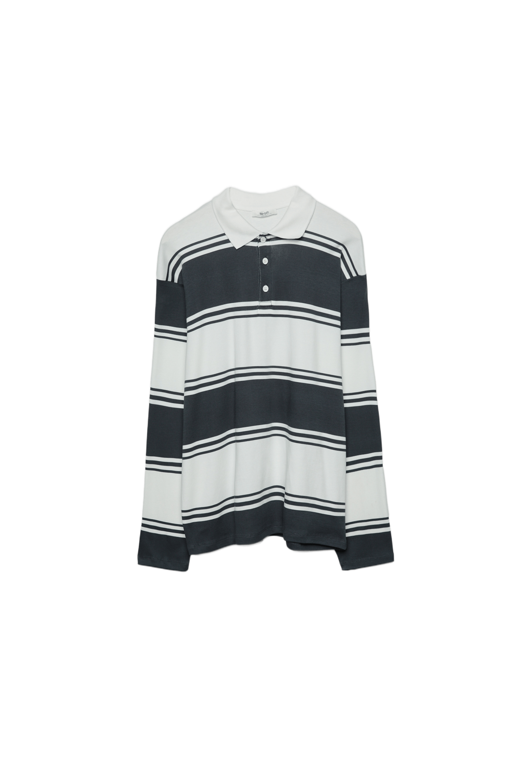 Oversize Striped Polo Shirt — Dark grey