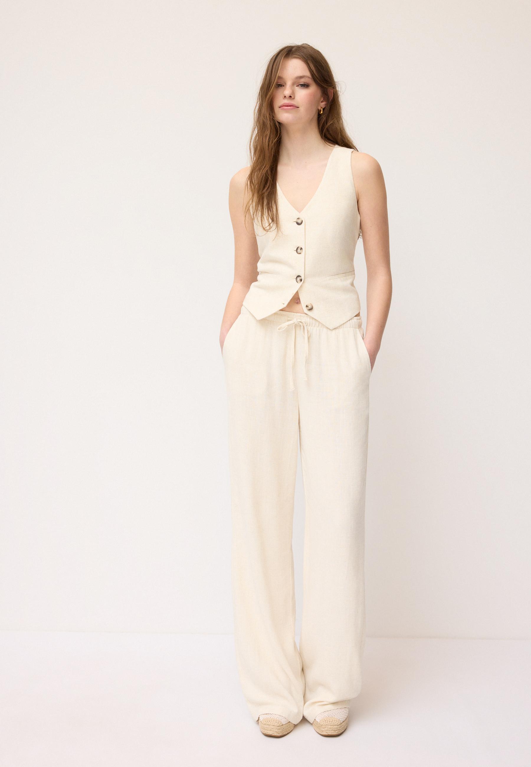 Keten görünümlü yelek - Görsel 2