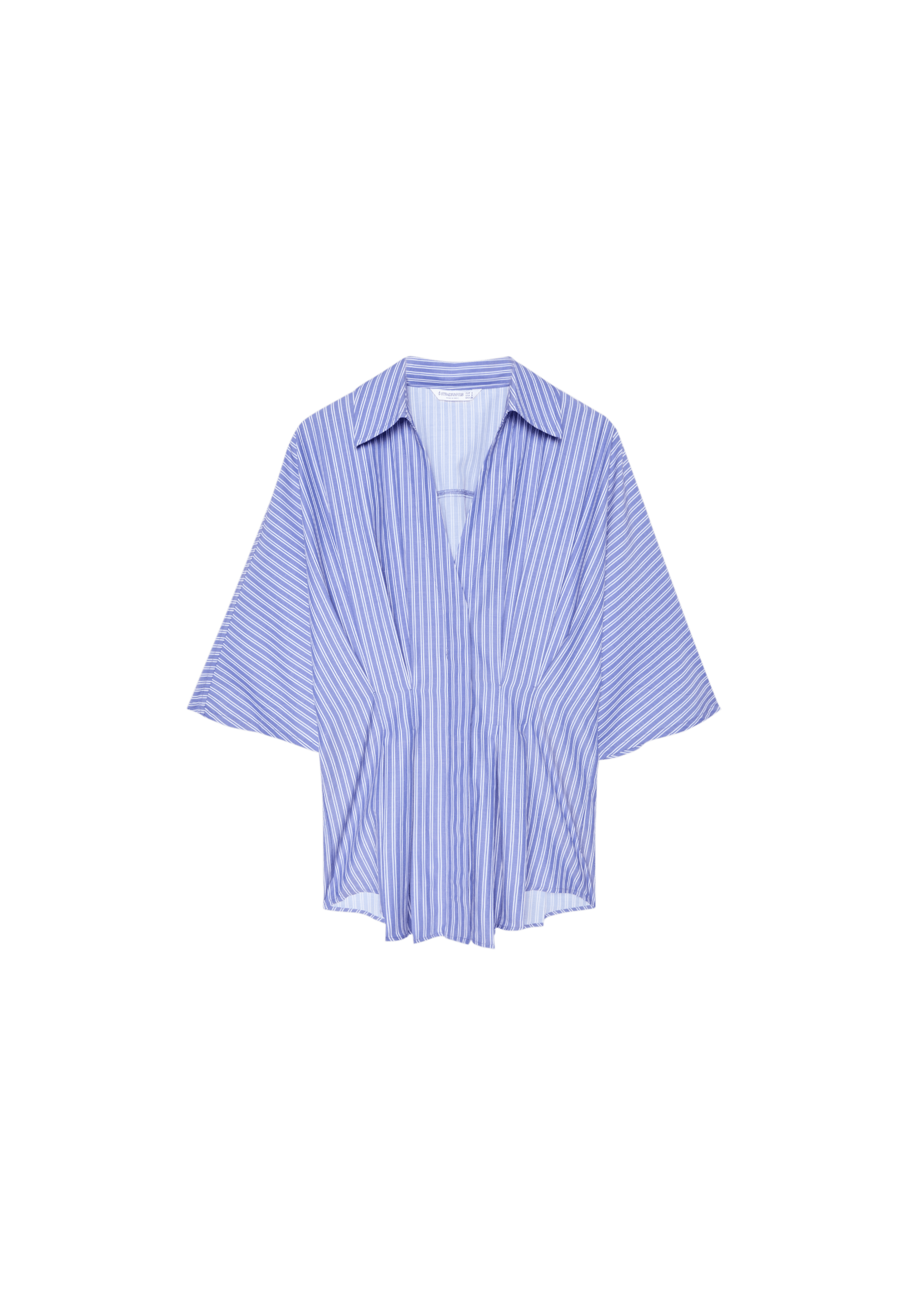 Fitted kimono sleeve pleated shirt — Blue