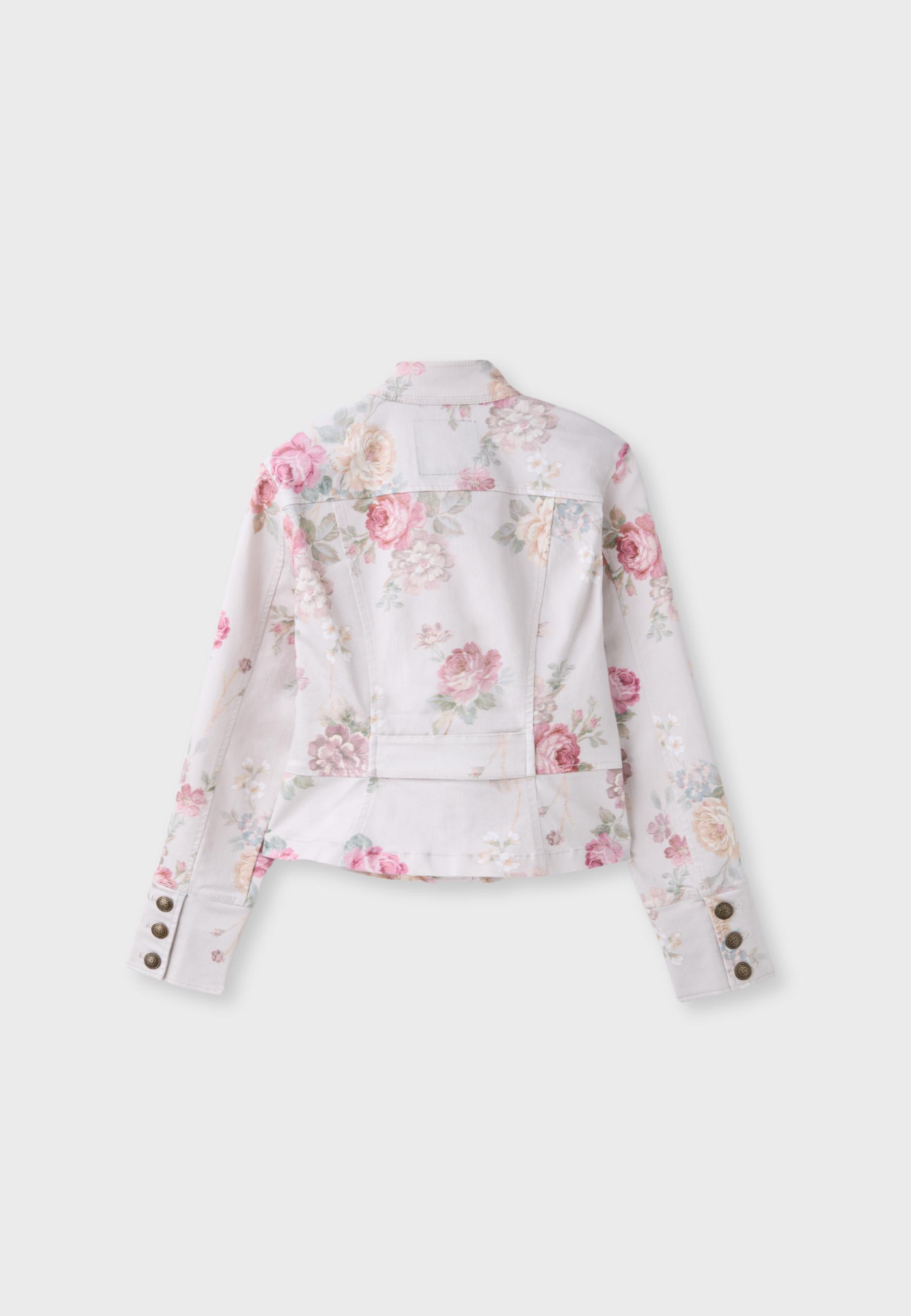 Floral print buttoned jacket — Ecru