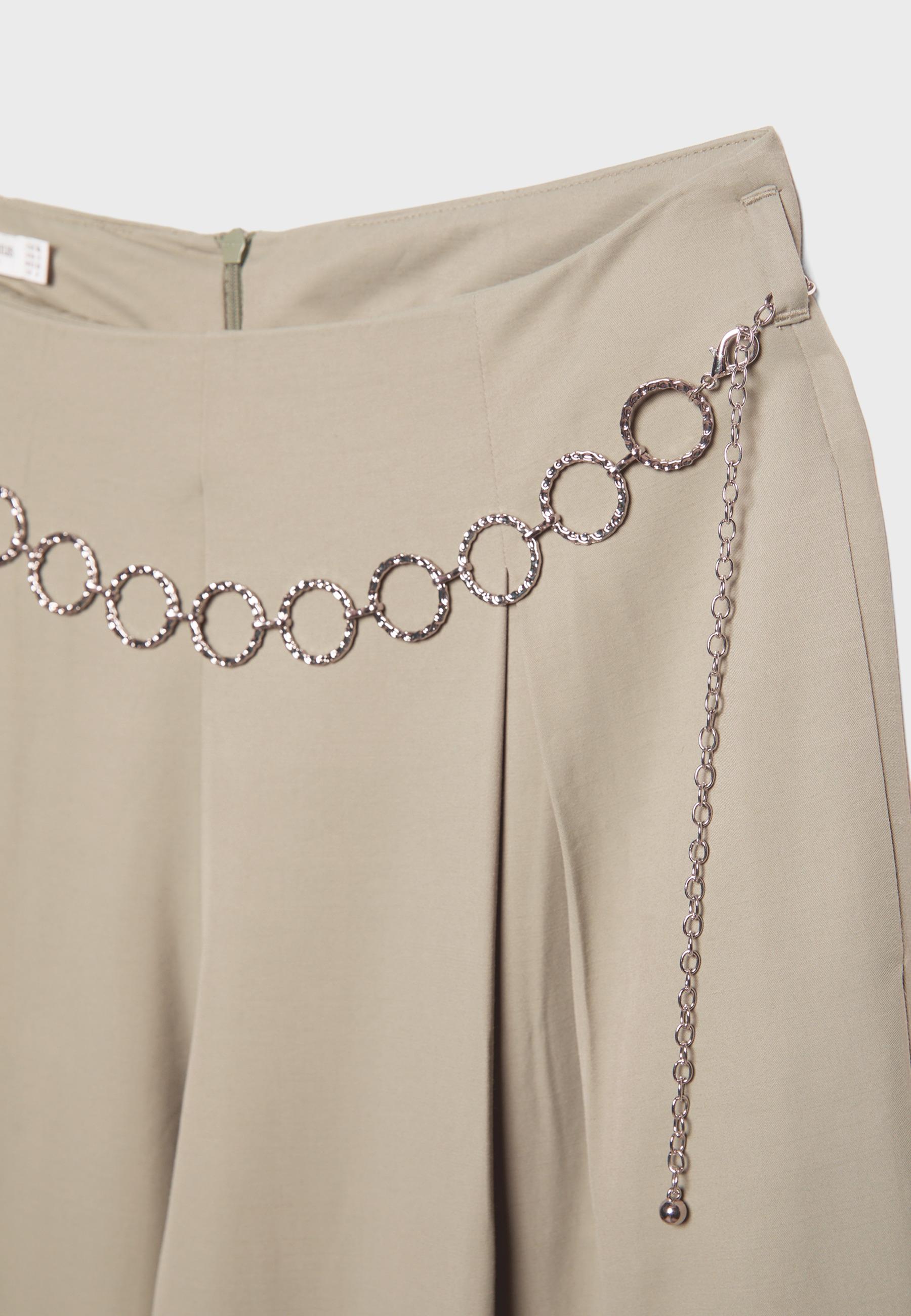 Lyocell darted trousers with chain — Brown