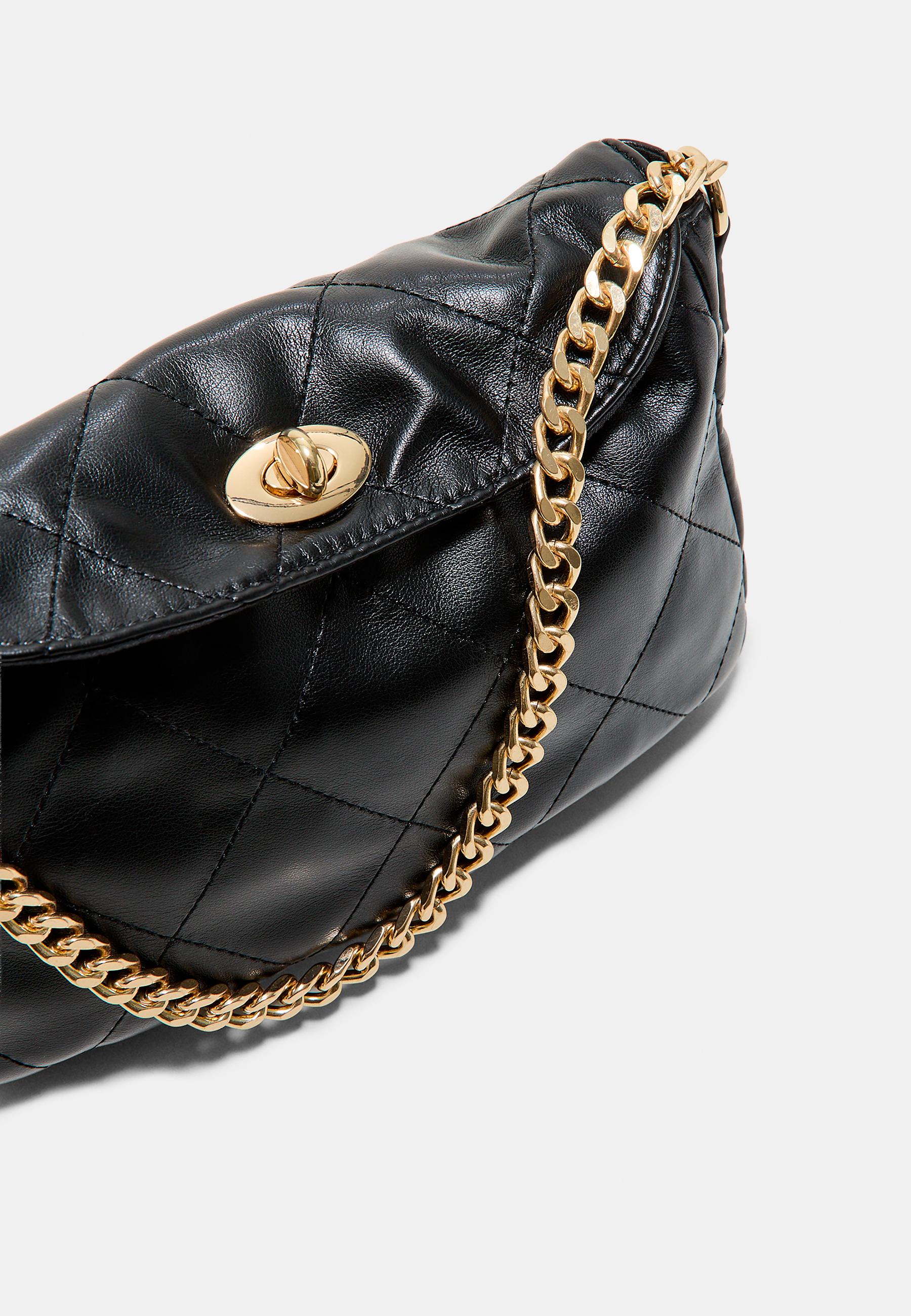 Quilted chain shoulder bag — Black