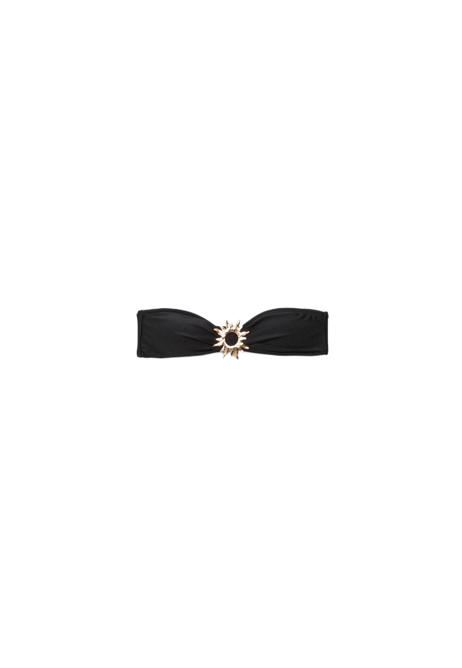 Bandeau bikini top with sun buckle — Black