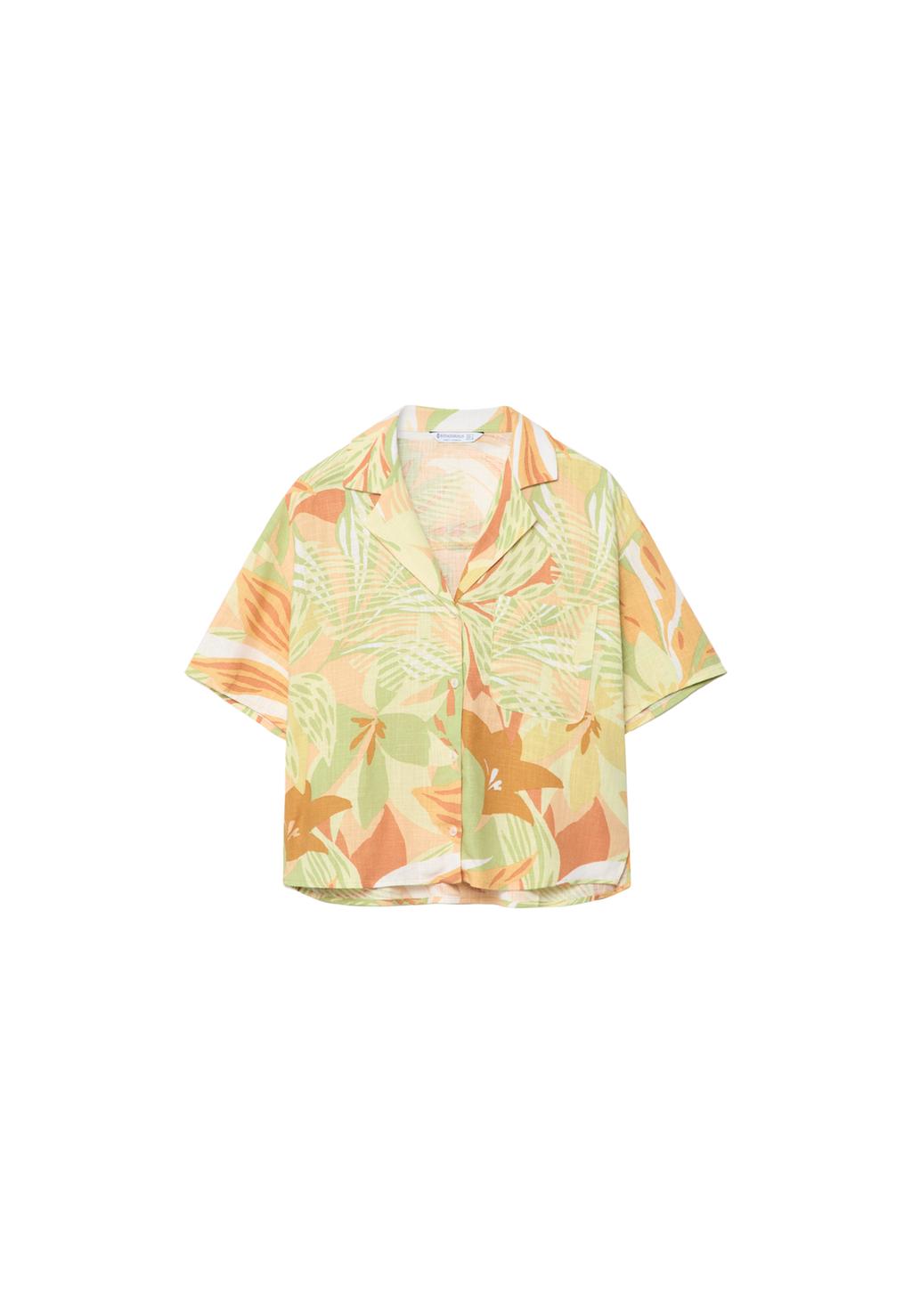 Chemise à manches courtes imprimée en lin