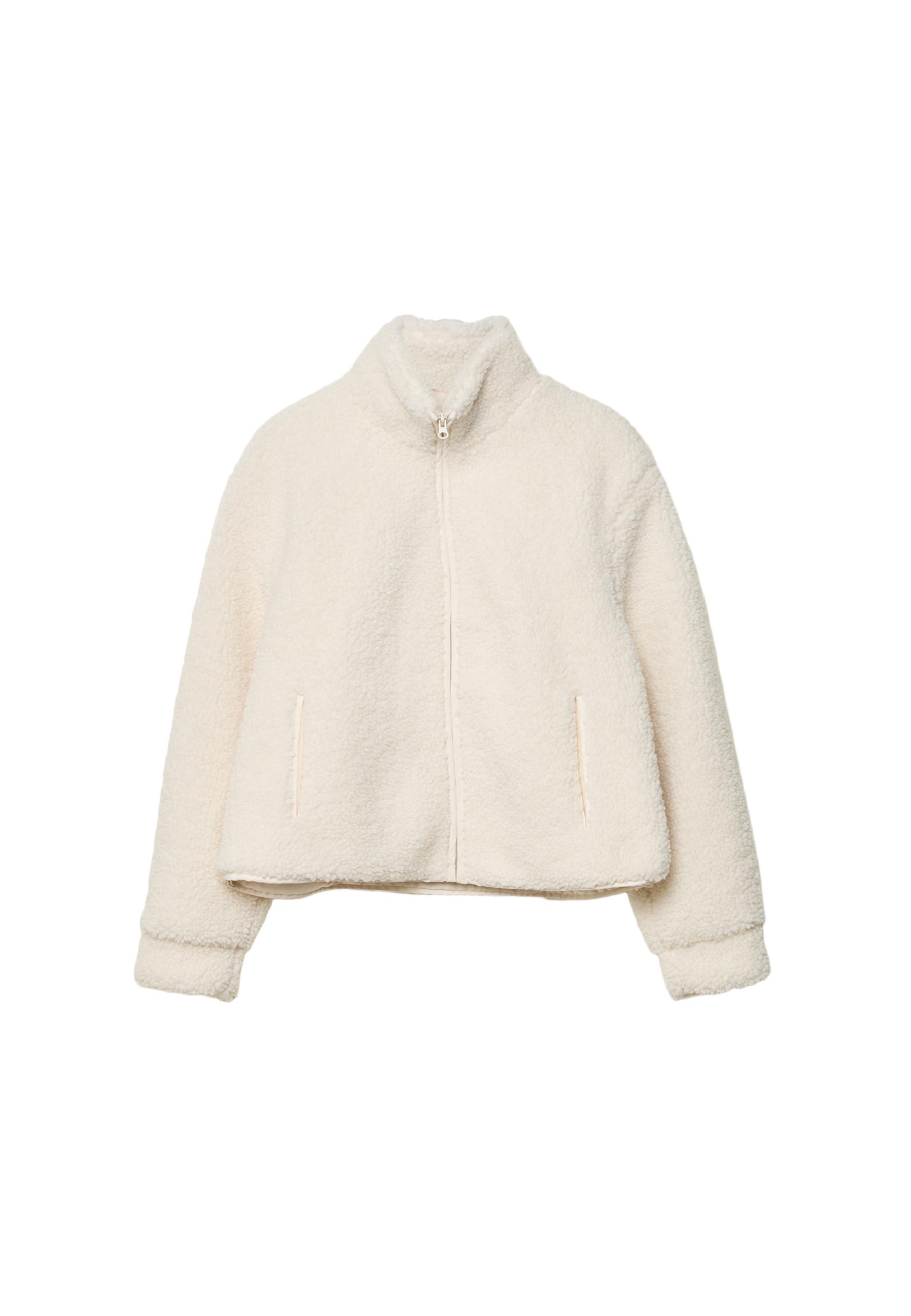 Zip-up faux shearling lined jacket — Vanilla