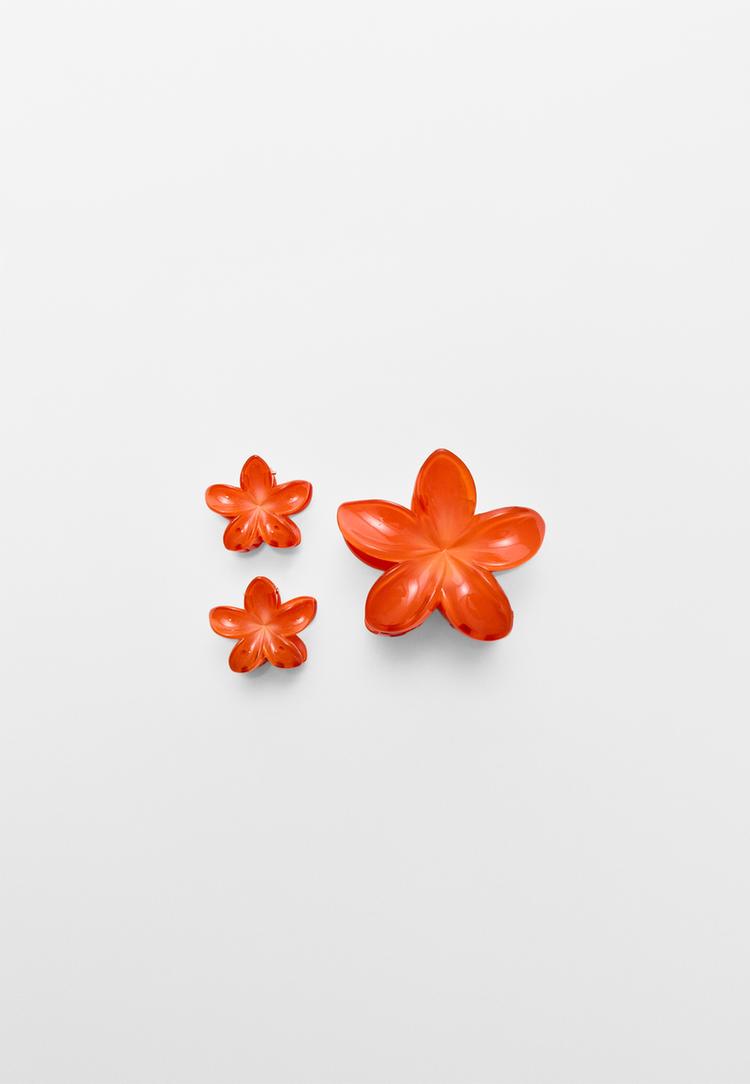 set 3 pinzas de pelo flor