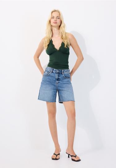 Lace halter top — Bottle green 2