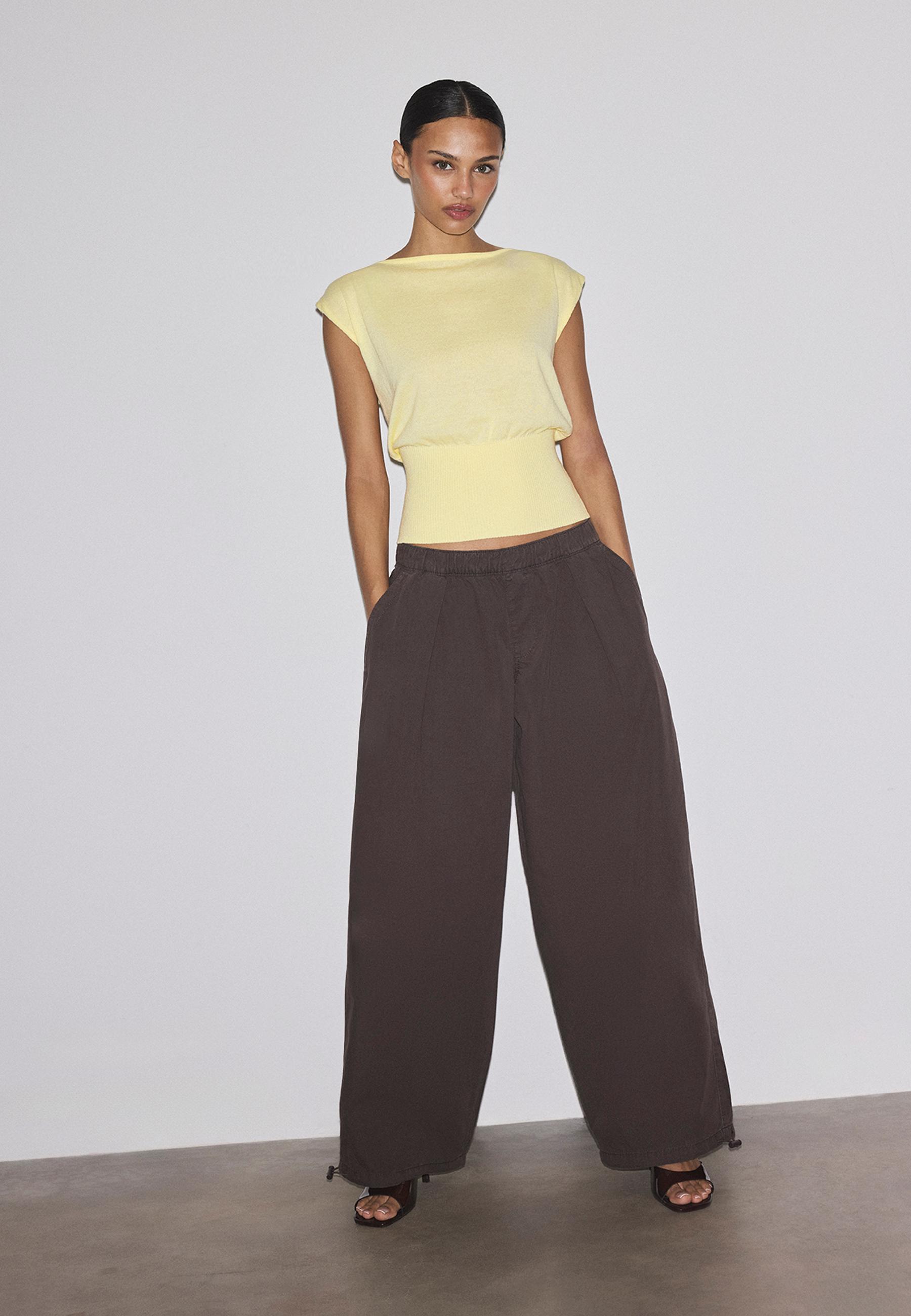 Kuşaklı triko crop top - Görsel 3