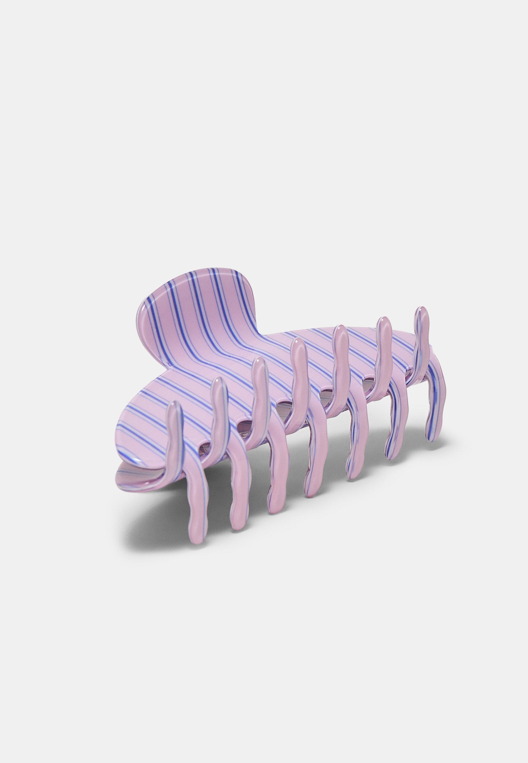 Striped fur clip — Pastel pink