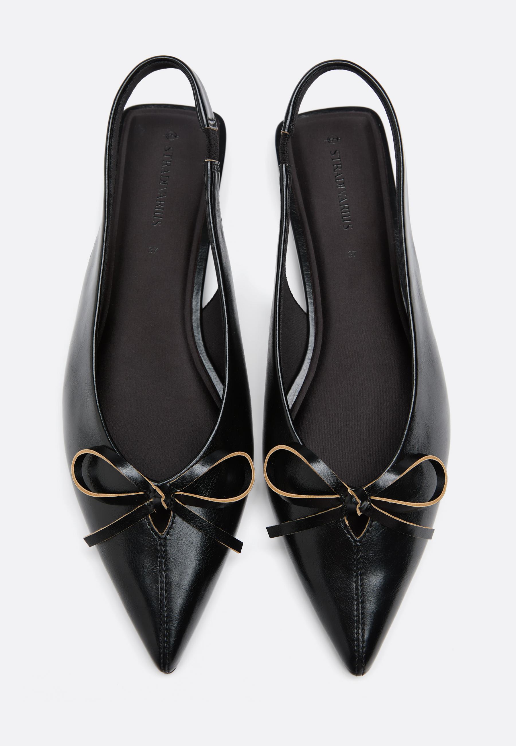 Pointed slingback ballet flats — BLACK