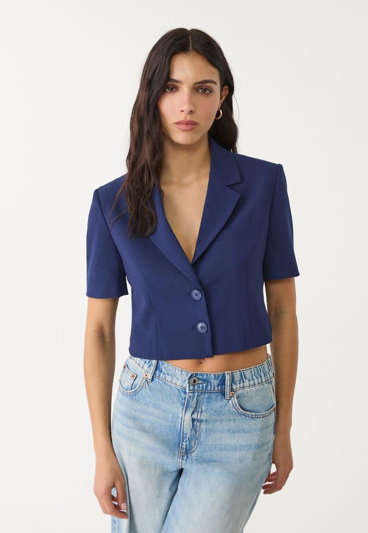 americana cropped manga corta