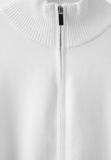 Fitted zip-up knit cardigan — Ecru 9