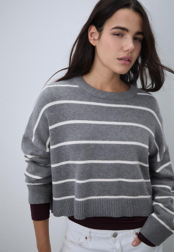 jersey punto crop rayas