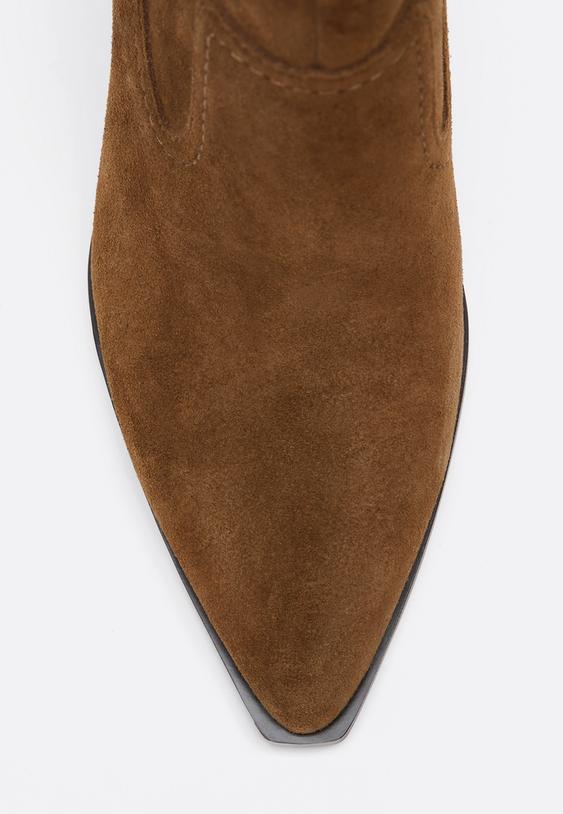 Stradivarius Δερμάτινα Μποτίνια Cowboy Με Τακούνι Δέρμα 38
