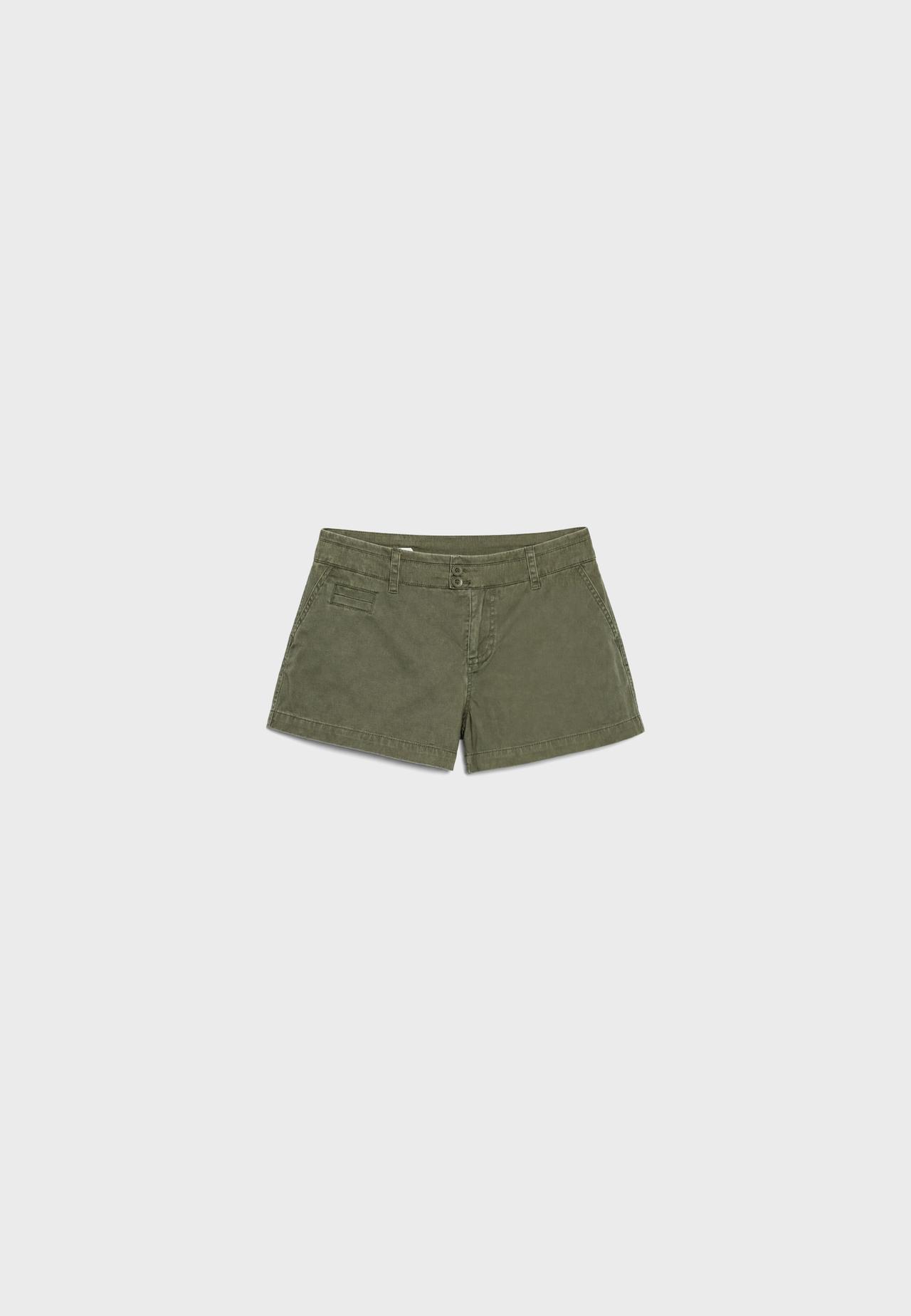 Double button mini shorts — Khaki