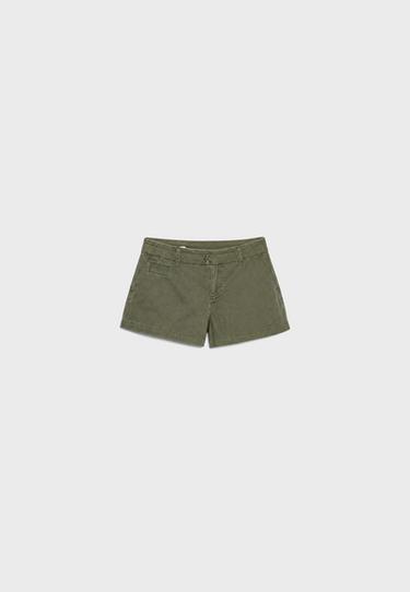 Double button mini shorts — Khaki 6