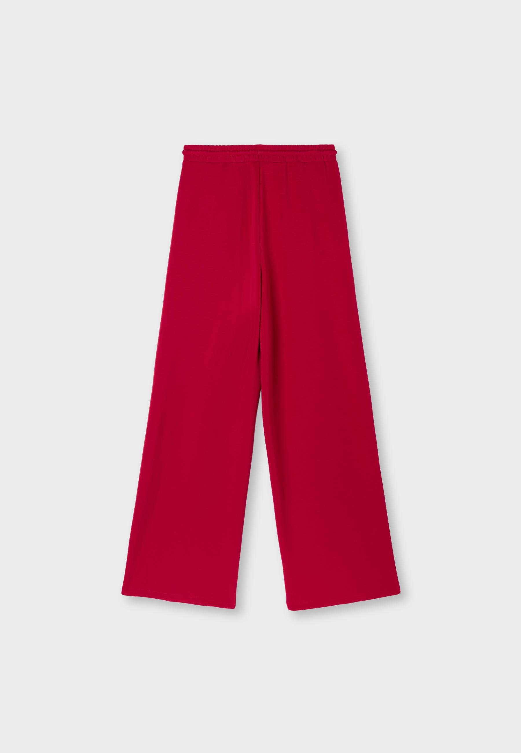 Soft-touch palazzo joggers — Red