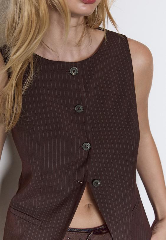 gilet met knopen en strepen in regular fit