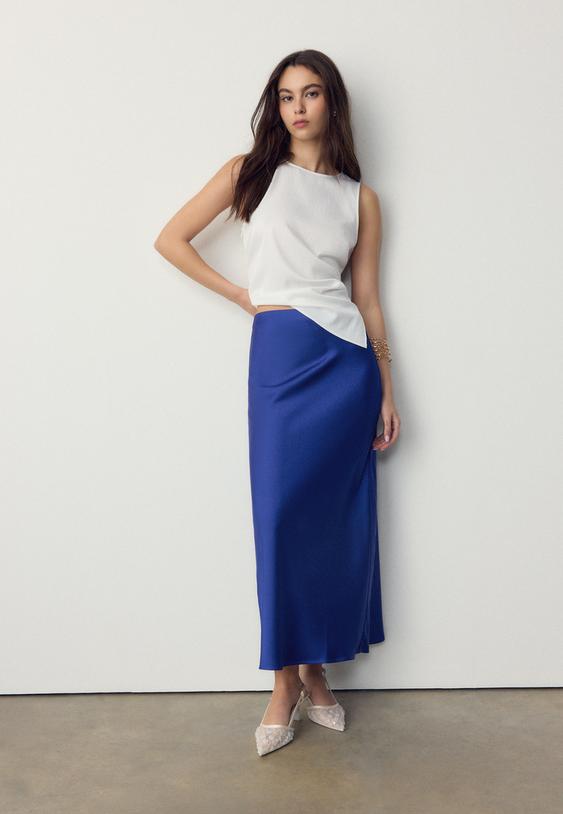 jupe midi satinee