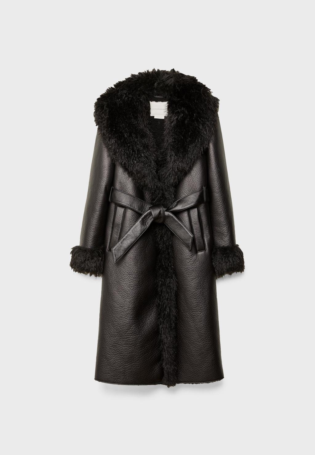 Long Coat with Faux Fur Detail