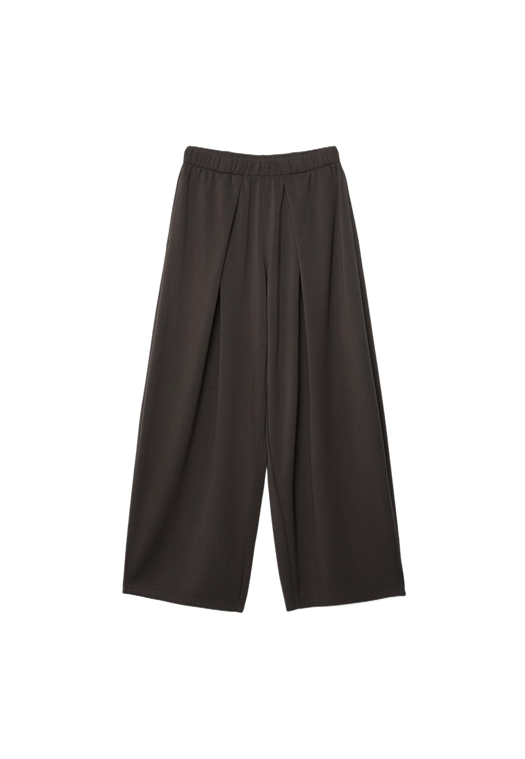 Soft-touch pleated joggers — Brown