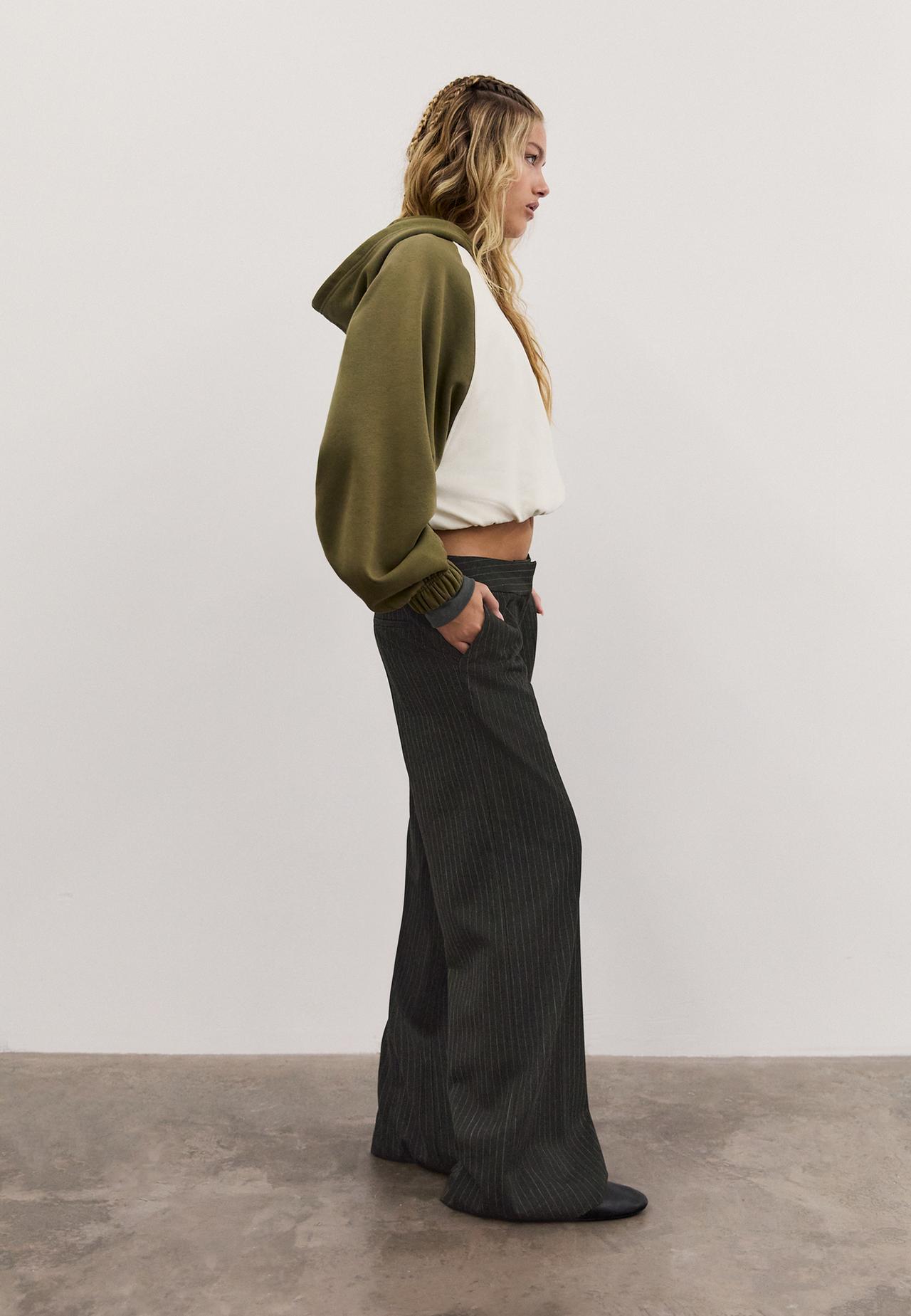 Striped low-rise smart trousers — Dark grey