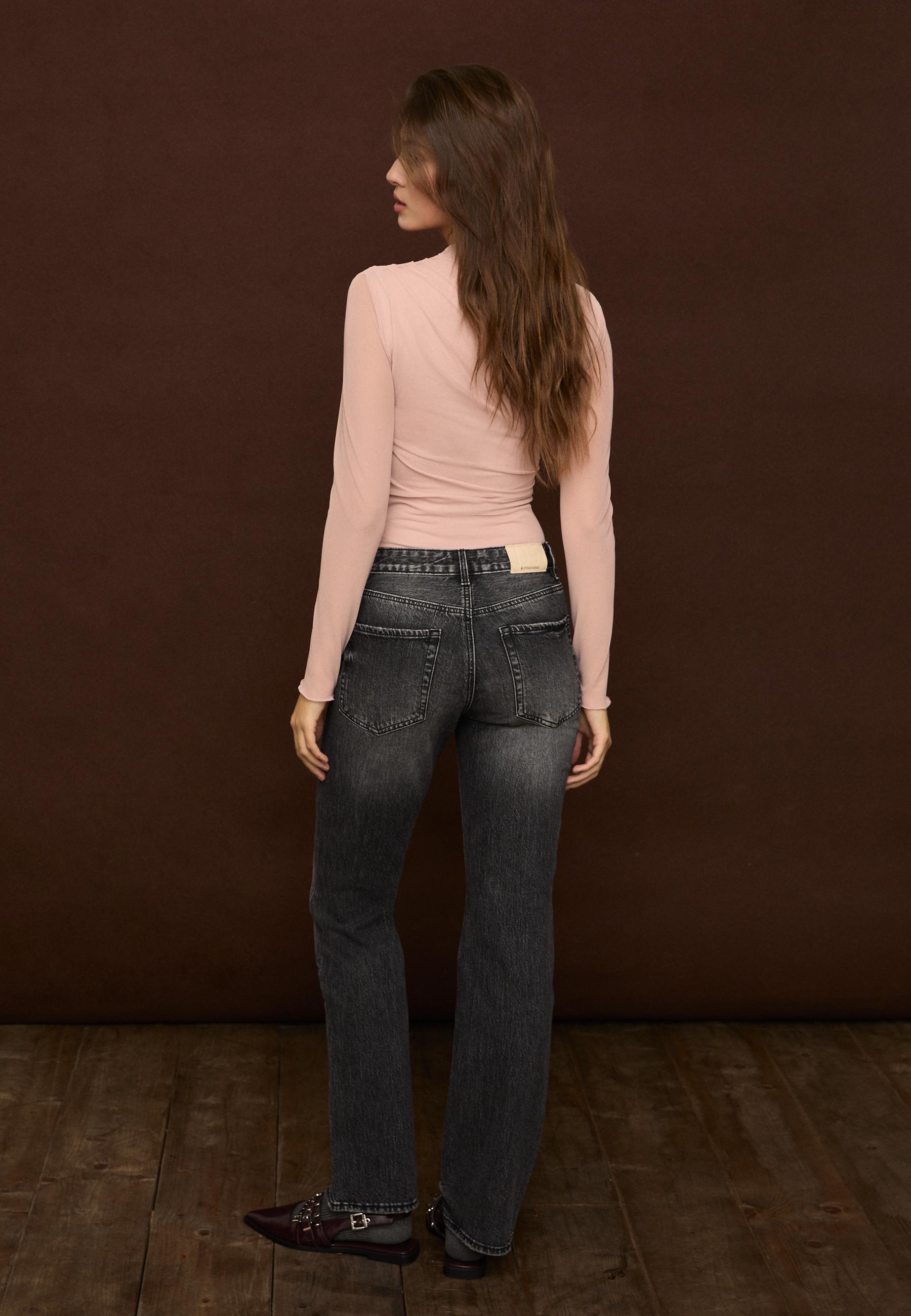 D98 vintage effect straight-leg jeans — BLACK DENIM WASHED EFFECT