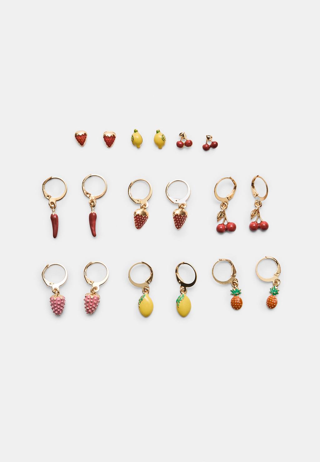 Set of 9 multi-fruit earrings